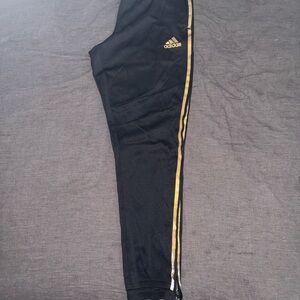 Adidas Kids Black Joggers with Gold Stripes